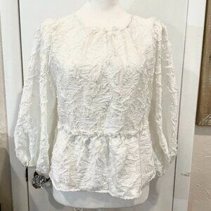 FREE PEOPLE  NWT Large  Ivory  Long Balloon Sleeve  Open Back Top